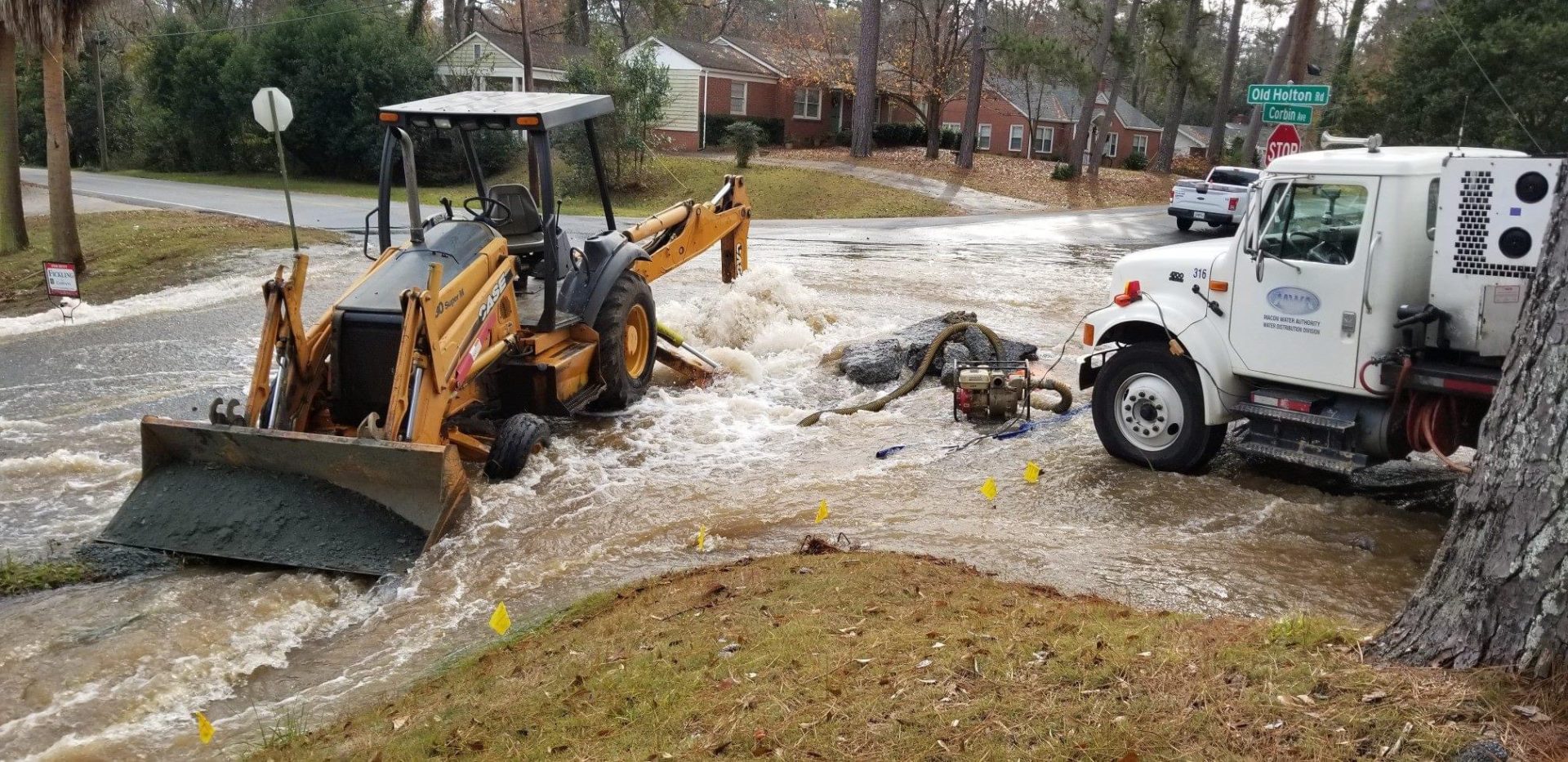 Tractor in water