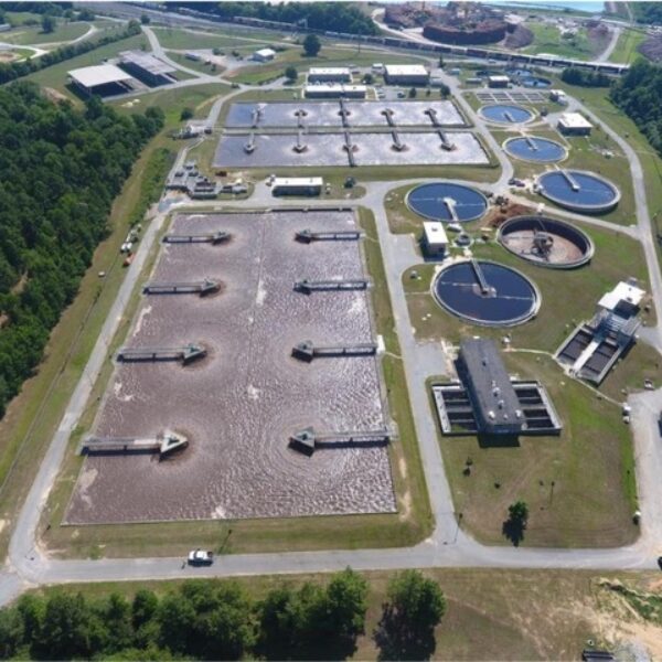 An aerial photo of the Rocky Creek Wastewater Plant, as the MWA Board votes to normalize its sewer rates for residential customers